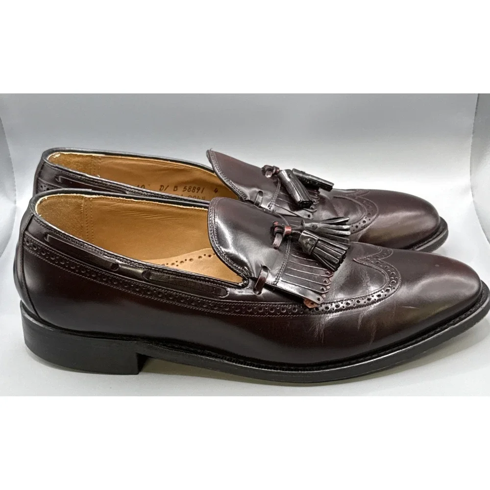 JOHNSTON & MURPHY  Loafers Men's 10 D, Burgundy‎ Wingtip Shoes Tassels